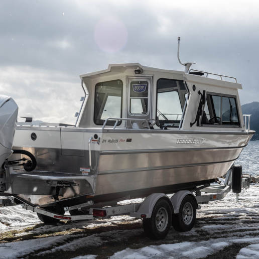 New Thunder Jet boat on a trailer.